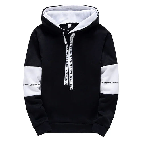 Men’s Printed Letter Hoodie, Long-Sleeve Casual Pullover Sweatshirt