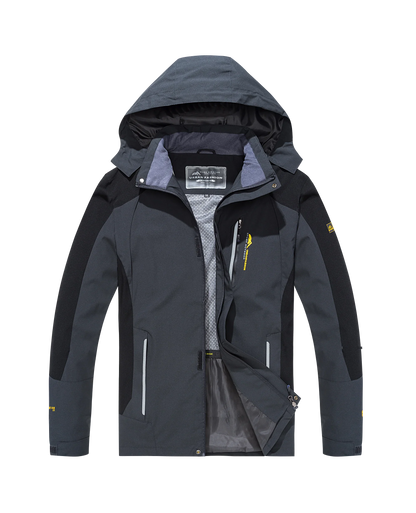 Men's Waterproof Hiking Jacket – Windproof Hooded Windbreaker Plus Size