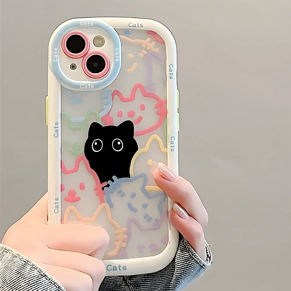 Cute Cat Phone Case for iPhone 17 Pro Max 16 15 14 13 12 11 8 7 Plus SE Air