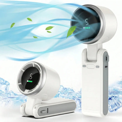 Portable Handheld Turbo Fan – 5000mAh Battery, 5-Speed LED Display