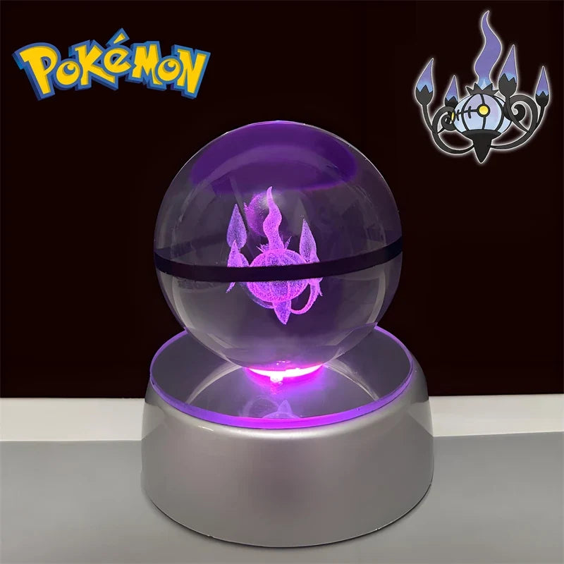 Pokemon 3D Crystal Poke Ball Night Light with LED Base