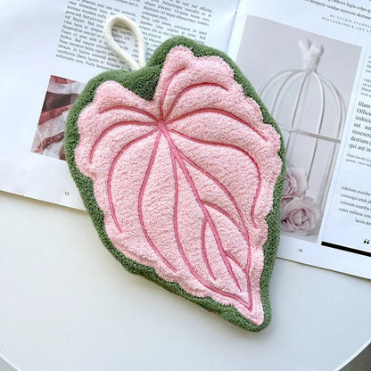 Leaf-Shaped Hand Towel – Absorbent Quick-Dry with Hanging Loop