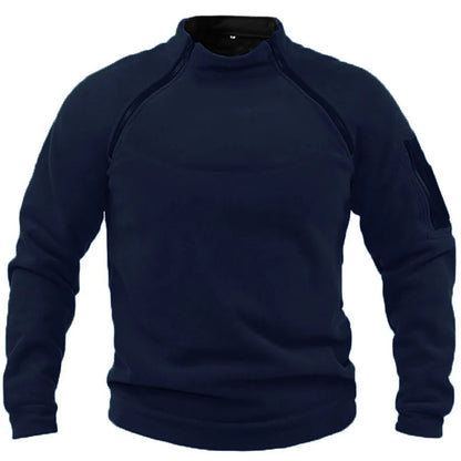 Men’s Tactical Hooded Sweatshirt, Long-Sleeve Stand-Collar Pullover for Hiking & Camping