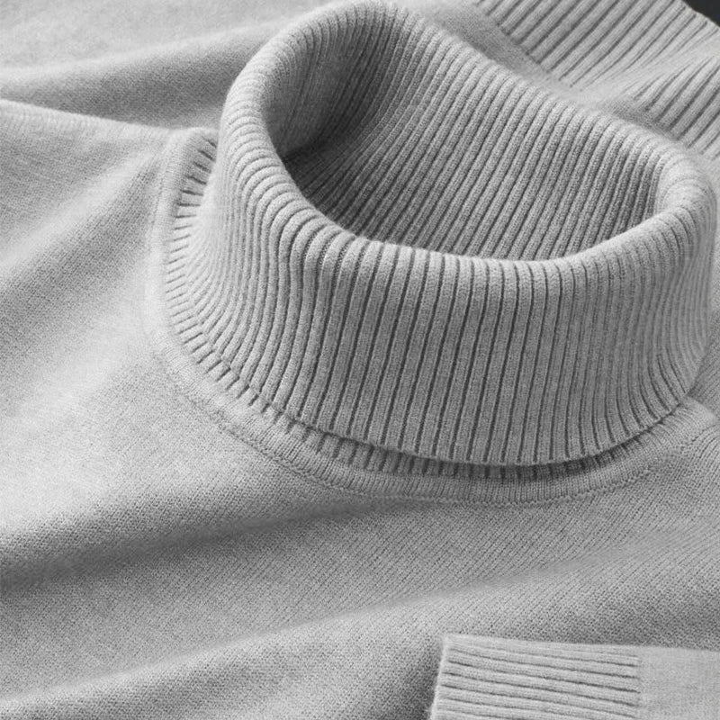 Men’s Knitted Turtleneck Sweater, Breathable Warm Pullover for Autumn & Winter