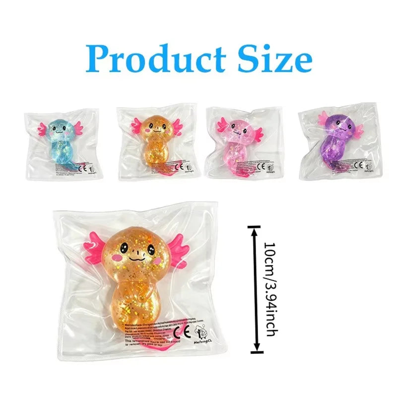 Multicolor Glitter Axolotl TPR Squishy Squeeze Fidget Toy