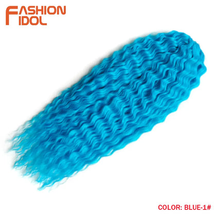 24 Inch Water Wave Crochet Braiding Hair – Synthetic Twist Curly Ombre Extensions