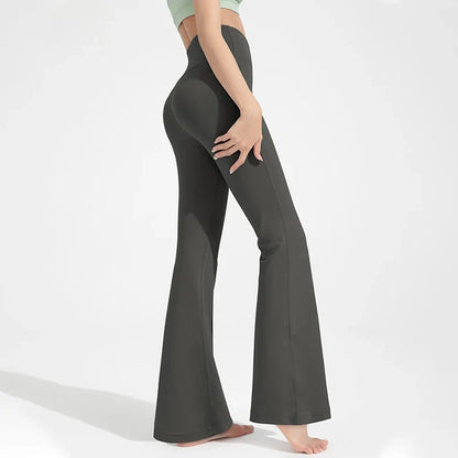 Naked Waisted Waist Cinching Hip Lifting Fitness Exercise Elastic Bell Bottom Pants Women Casual