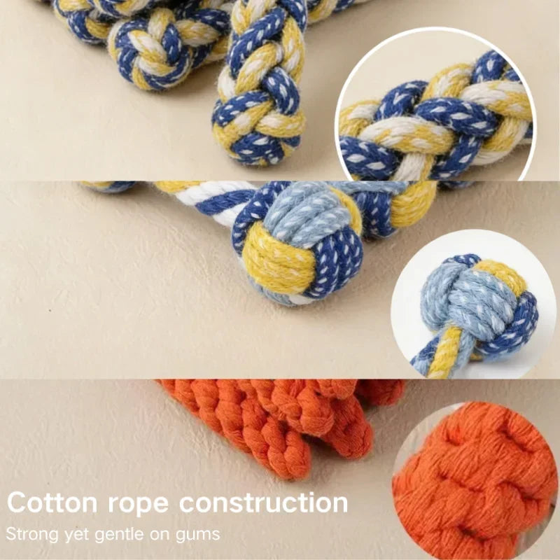 Plant-Dyed Cotton Rope Dog Chew Toy Carrot Corn Stick Dumbbell Shaped - Teeth Cleaning