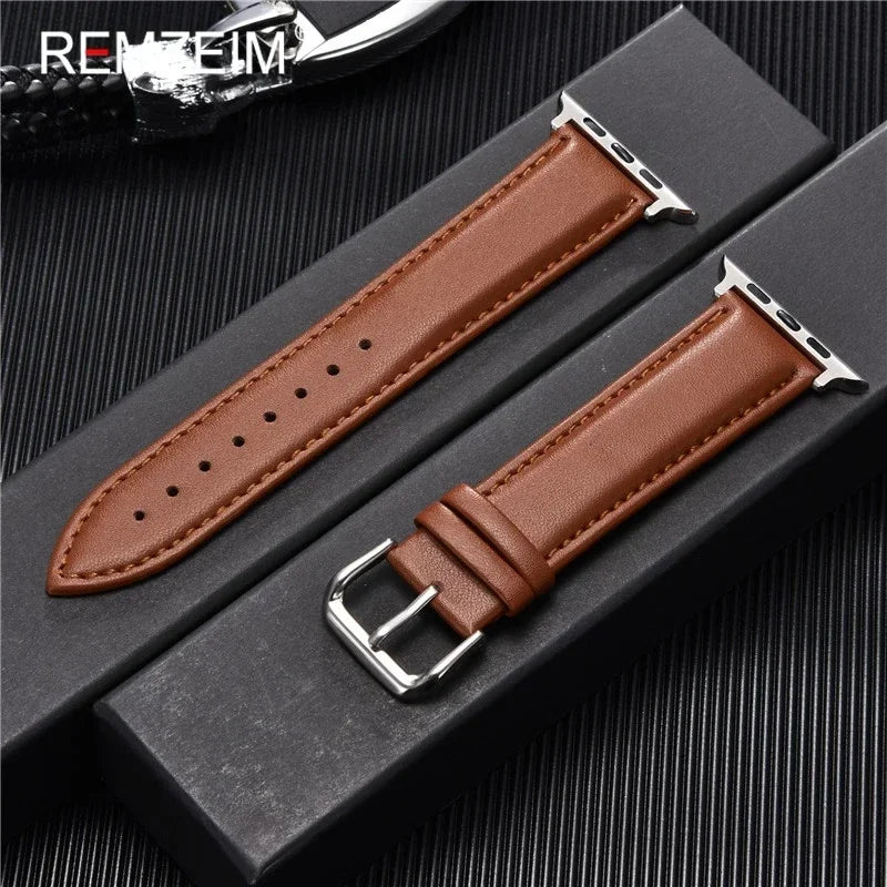 Men’s PU Leather Business Strap for Apple Watch, 38–49mm