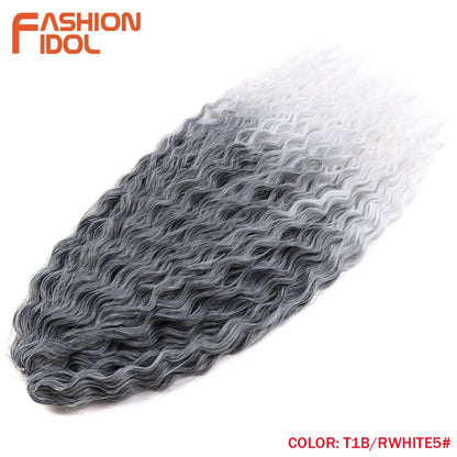 24 Inch Water Wave Crochet Braiding Hair – Synthetic Twist Curly Ombre Extensions