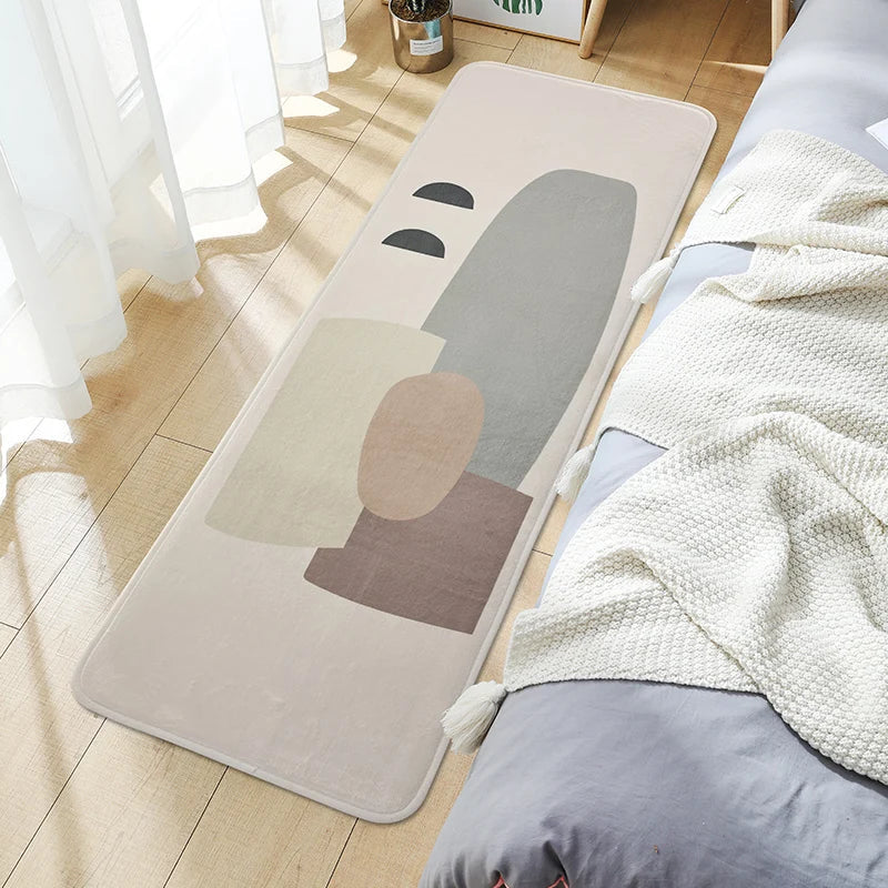 Plush Bedside Runner Mat – Cartoon Soft Floor Rug for Bedroom & Living Room