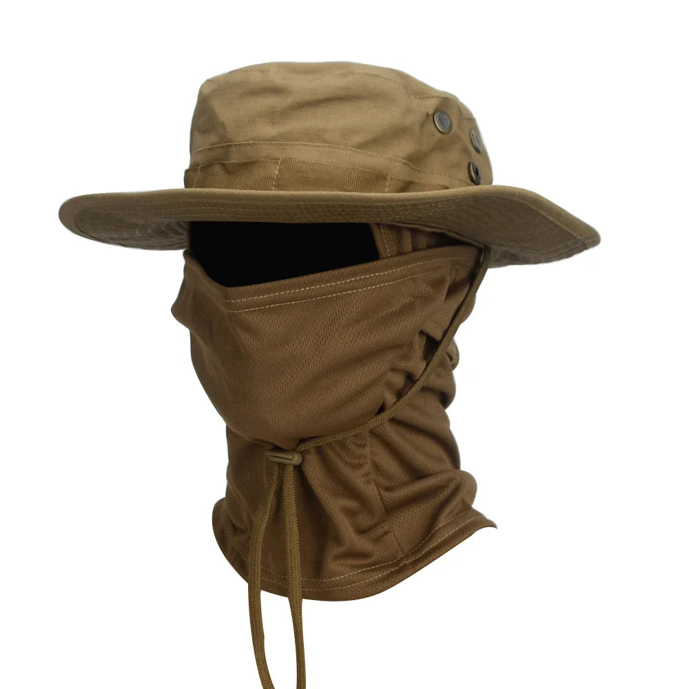 2 Piece Men's Wide Brim Boonie Hat and Balaclava Set