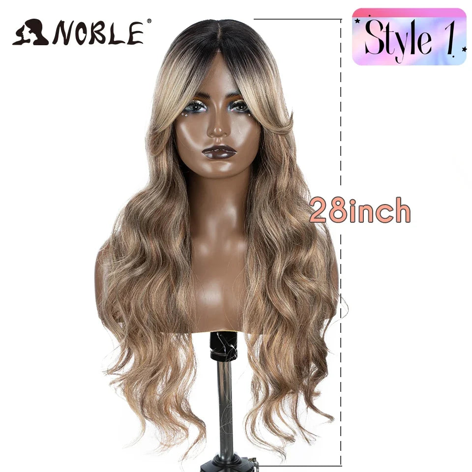 Lace Part Synthetic Wig – 36" Long Wavy Body Wave, 150% Density, Multi-Color