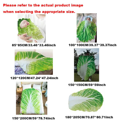 Double-Sided Flannel Cabbage Pattern Home Sofa Blanket Soft Creative Design Warm Throw Living Room