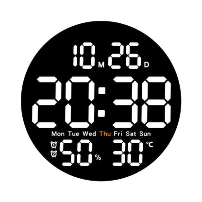 10-Inch Remote Control LED Digital Wall Clock with Temperature & Humidity