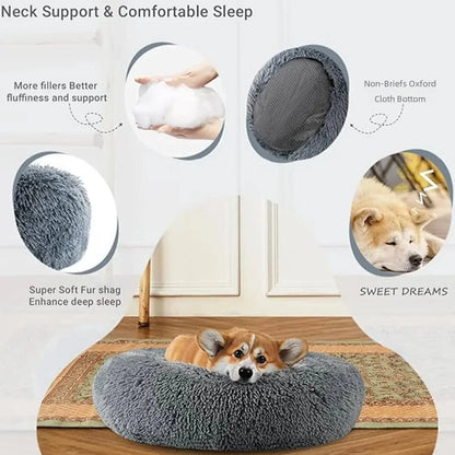 40-90cm 6 Sizes Round Pet Bed Large Dog Super Soft Cat Plush House Medium Winter Warm Sleeping