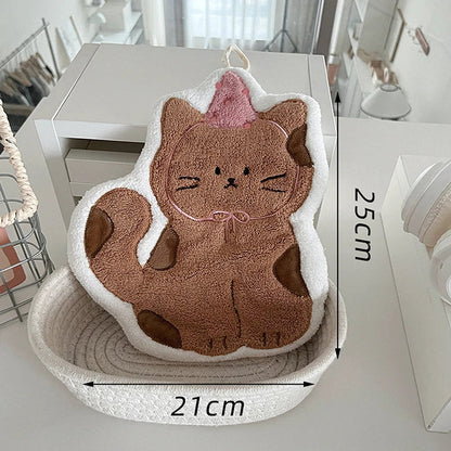 Cute Cat-Shaped Hand Towel – Hanging Absorbent Towel for Kids