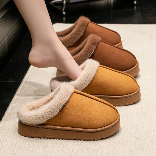 Fluffy EVA Winter Slippers for Women & Men Thick Sole Non Slip Home Shoes