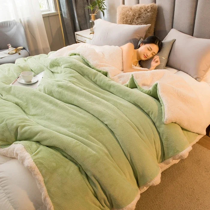 Winter Throw Blanket Double-Sided Sherpa Fleece Warm Bed Blanket