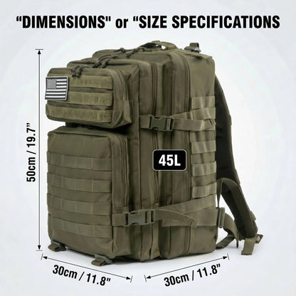45L Tactical MOLLE Backpack – Large Capacity Outdoor Travel Bag