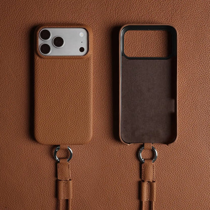 With Lanyard Genuine Leather iPhone Case