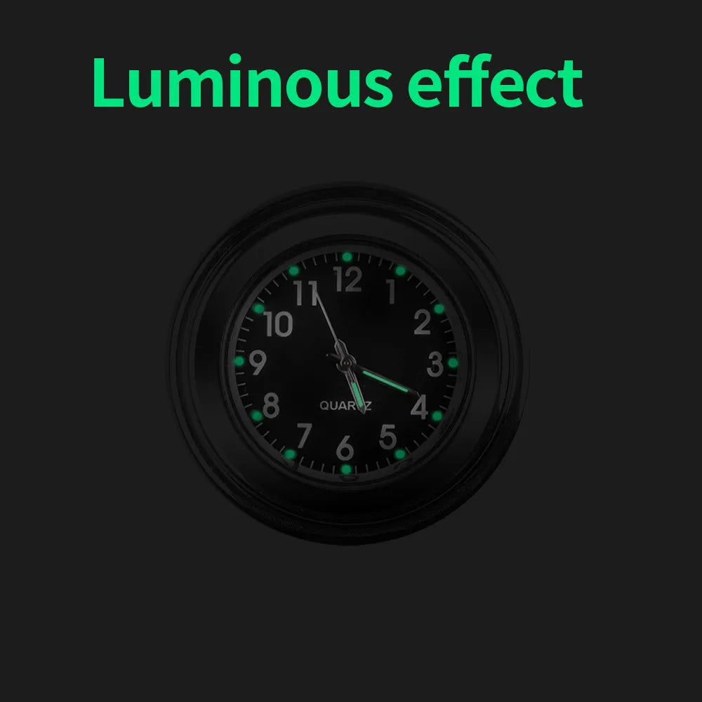 Motorcycle Handlebar Clock – Luminous Quartz, Fits 22-25mm