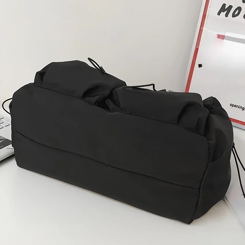 Fashionable Crossbody Bag Drawstring Accent - Spacious Secure Zipper Closure Includes Stylish Charm