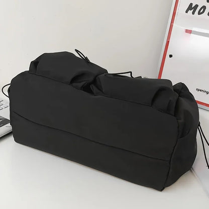Fashionable Crossbody Bag Drawstring Accent - Spacious Secure Zipper Closure Includes Stylish Charm