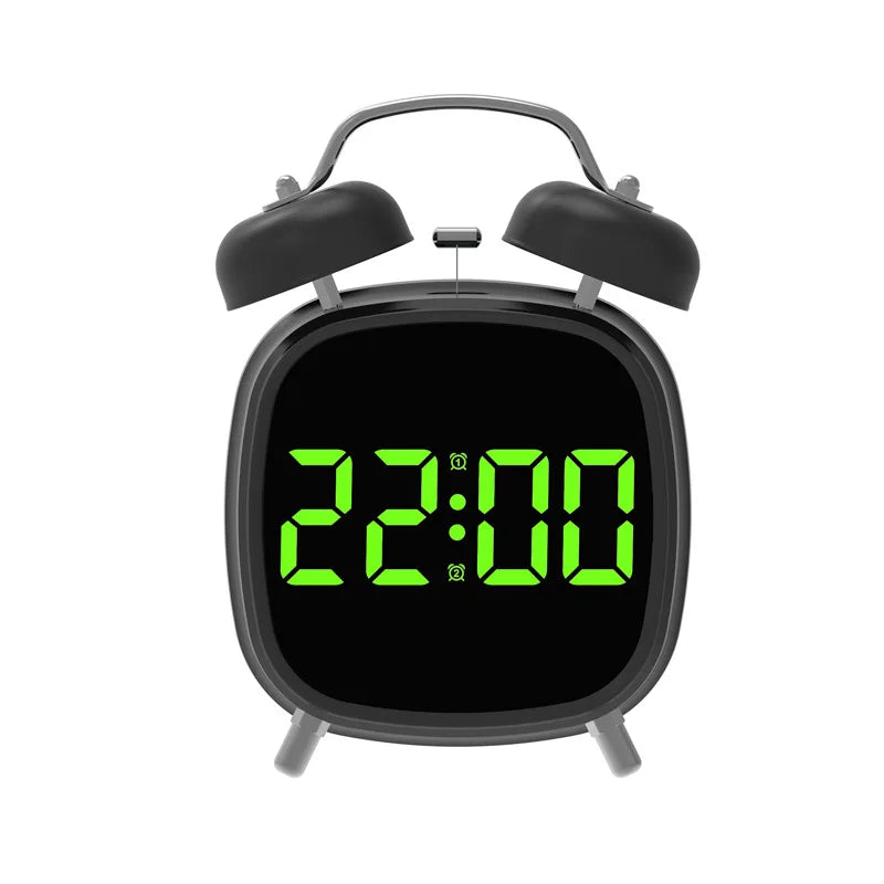 Double Bell Digital Alarm Clock – Voice Control, Super Loud, Night Mode