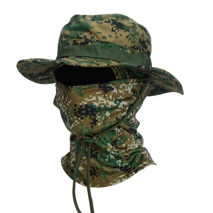 2 Piece Men's Wide Brim Boonie Hat and Balaclava Set