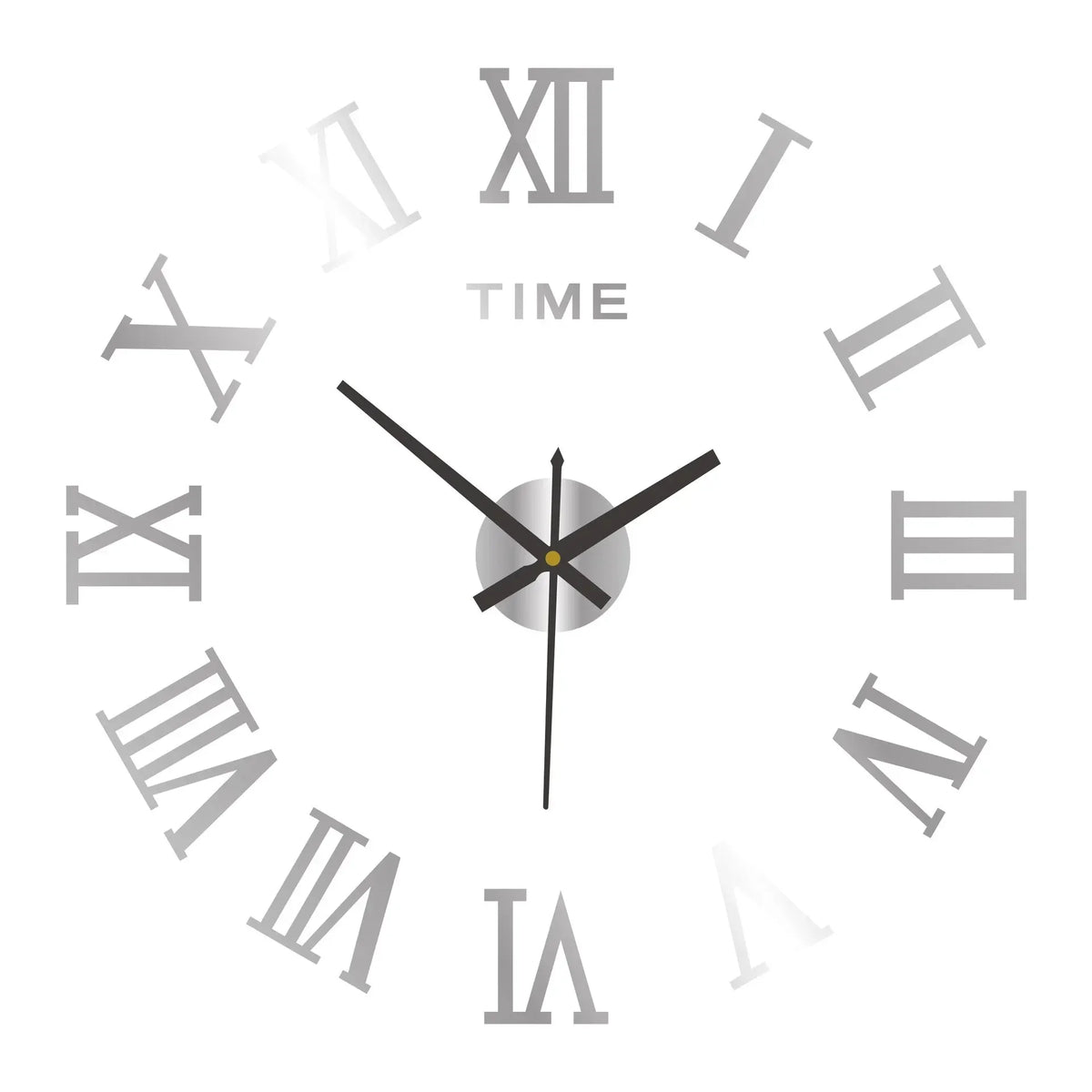 3D DIY Wall Clock – Large Roman Numerals Acrylic Mirror