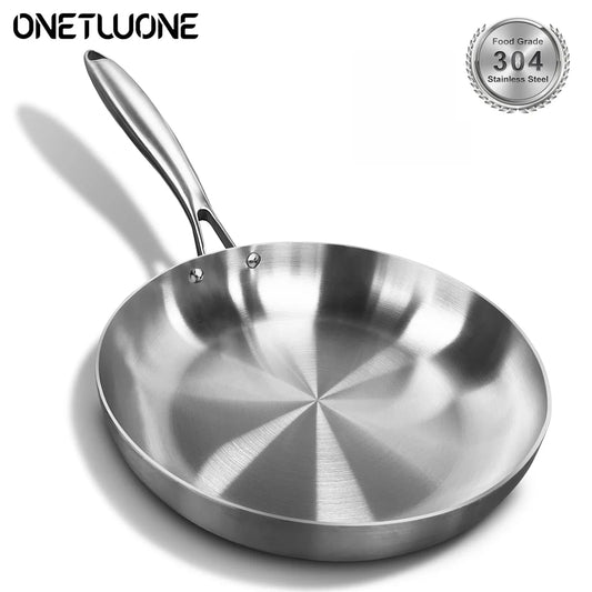 304 Stainless Steel Frying Pan – Uncoated, Induction & Gas Compatible
