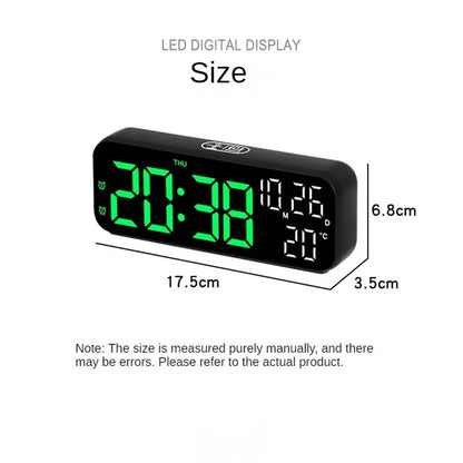 Digital Alarm Clock with LED Display, Temperature & Date