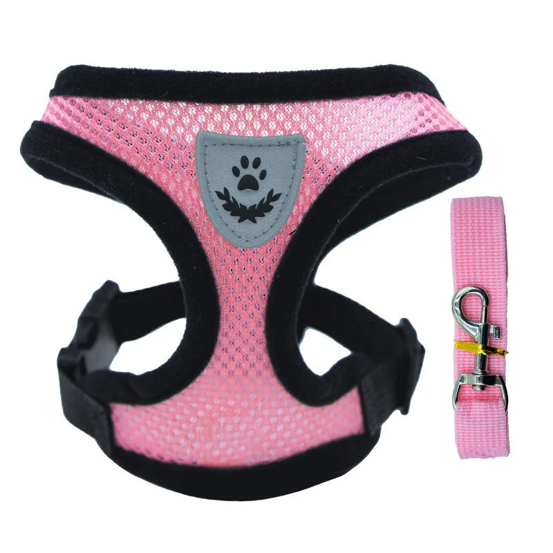 Dog Vest Walking Leash Puppy Cat Collar Polyester Adjustable Mesh Small Medium Pet Accessories