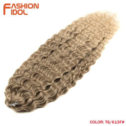 24 Inch Water Wave Crochet Braiding Hair – Synthetic Twist Curly Ombre Extensions
