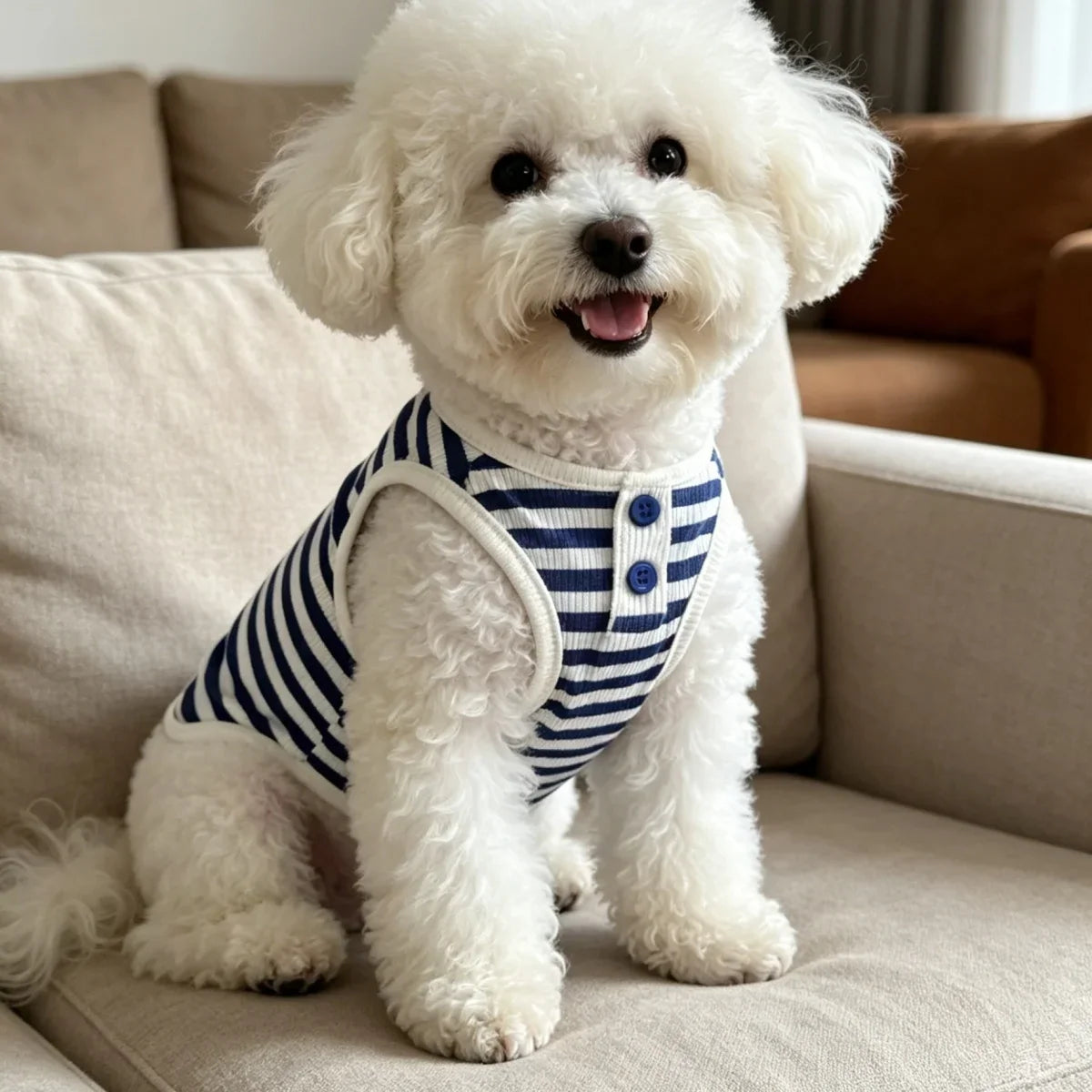 Striped Dog Vest – Breathable Summer Tank Top for Small Dogs
