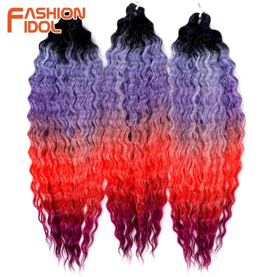 24 Inch Water Wave Crochet Braiding Hair – Synthetic Twist Curly Ombre Extensions