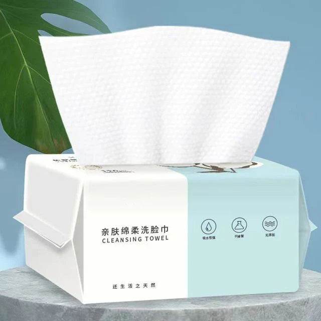 Disposable Face Towels 100pcs – Wet & Dry Cotton Cleansing Wipes
