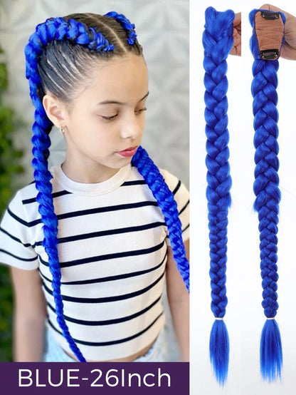 32 Inch Purple Braided Ponytail Hair Extension with Tinsel