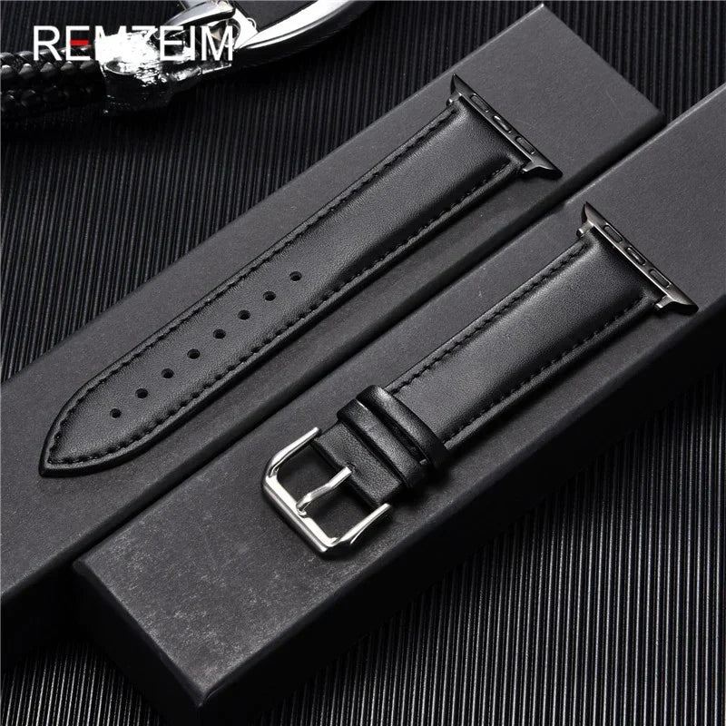 Men’s PU Leather Business Strap for Apple Watch, 38–49mm