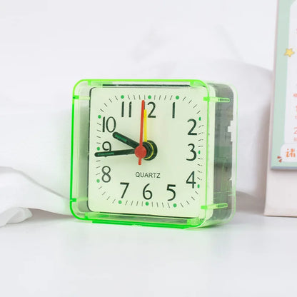 Small Quartz Alarm Clock – Compact Square Desk & Travel Clock