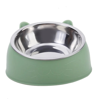 Tilted Stainless Steel Pet Feeding Bowl for Cats & Dogs