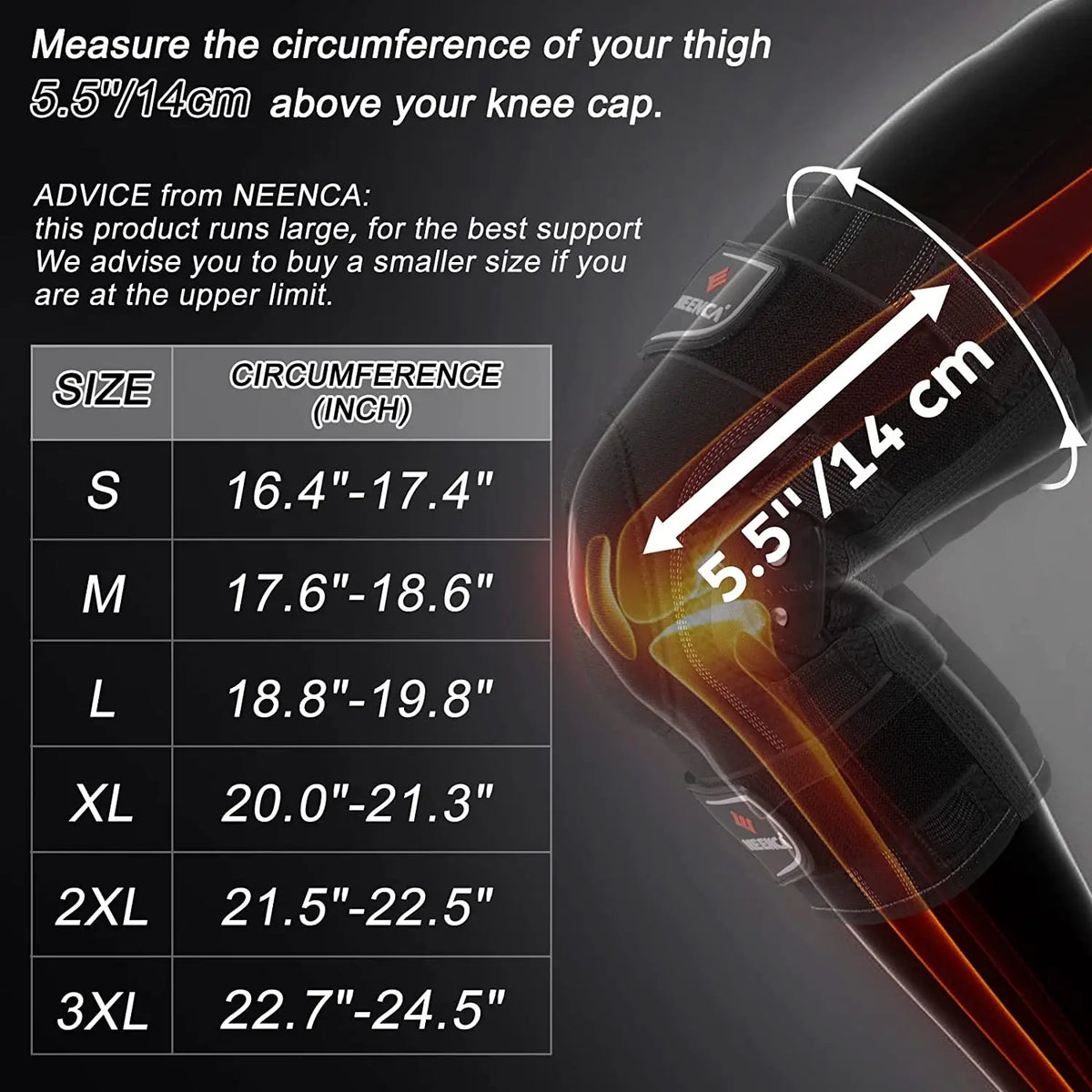 Neenca Hinged Knee Brace Pain Support Side Stabilizers Joint Relief Arthritis Meniscus Tear Acl Pcl