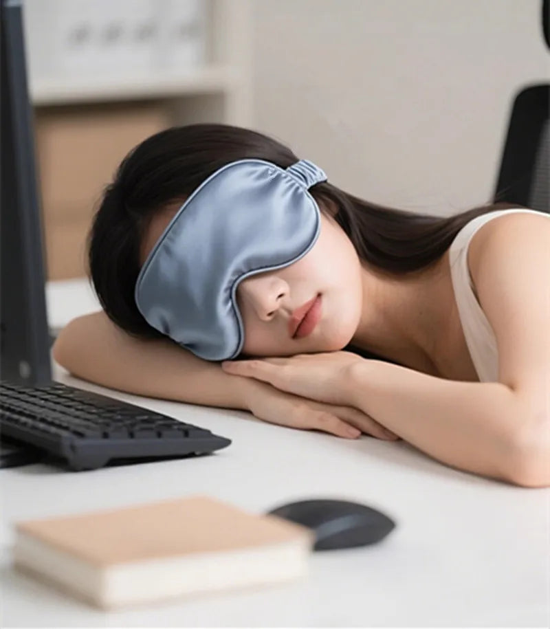 Double-Sided Silk Sleep Eye Mask, Breathable Light-Blocking Travel Blindfold