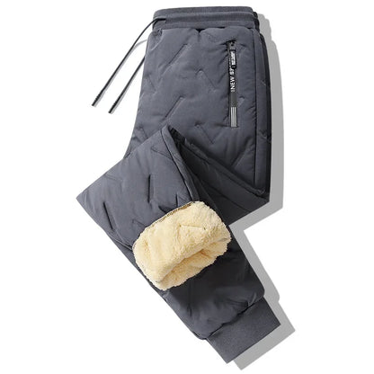 Men’s Thick Fleece-Lined Thermal Sweatpants, Windproof & Warm Winter Trousers