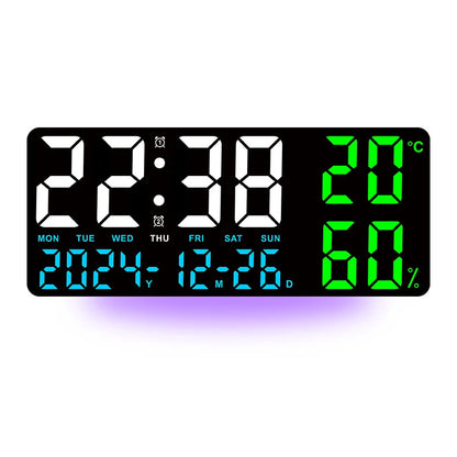 Large LED Digital Wall Clock – 7-Color Mood Light & Dual Alarm