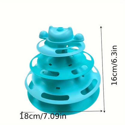 Pattern Feather Cat Toy Three-Layer Rotating Tower Ball