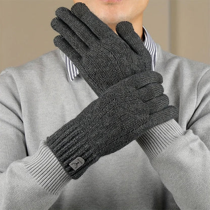 Men’s Thermal Wool Knitted Gloves, Touchscreen & Non-Slip for Winter Activities