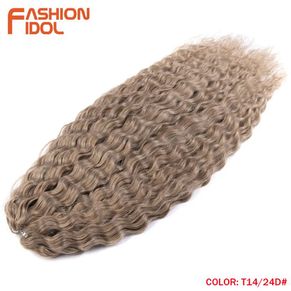 24 Inch Water Wave Crochet Braiding Hair – Synthetic Twist Curly Ombre Extensions