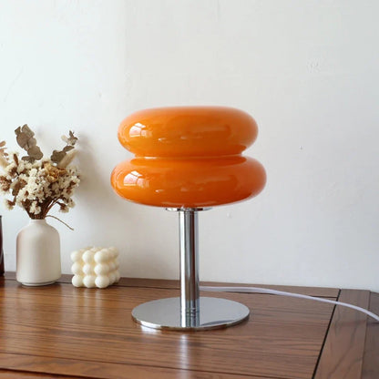 Macaron Glass Table Lamp – USB Dimmable 3-Color Retro Light